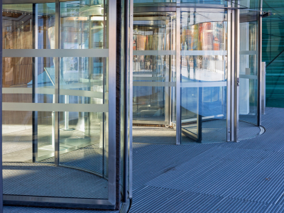 Spining automatic glass doors